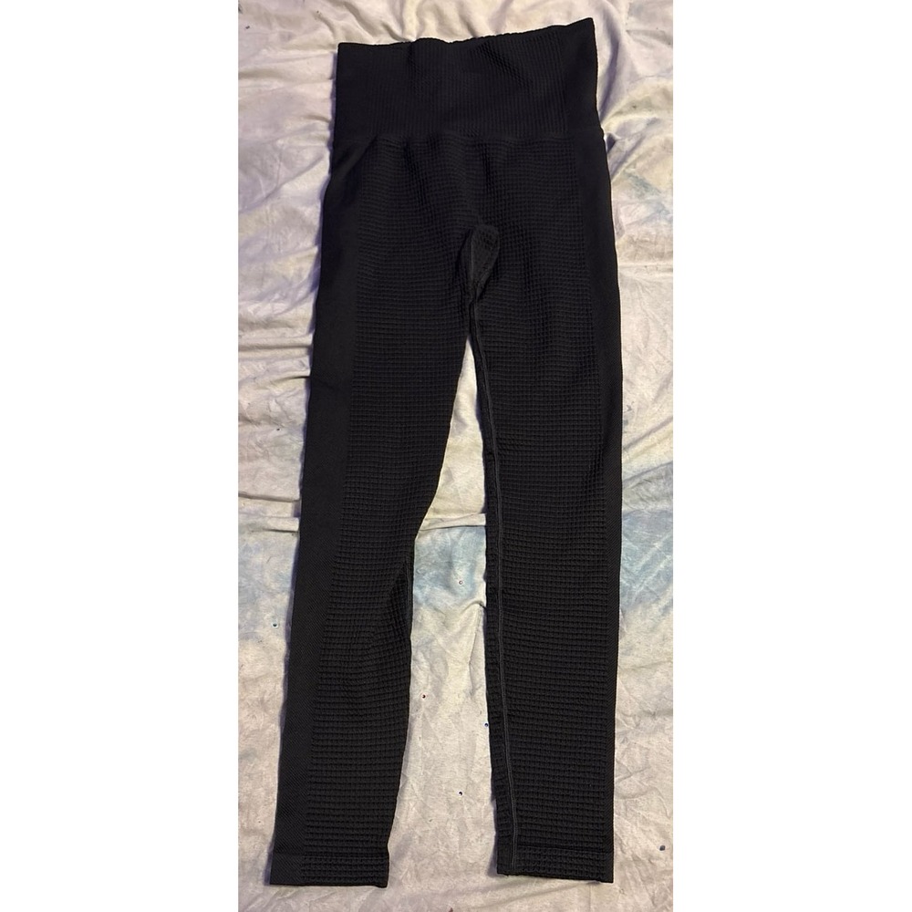 NEW All in Motion‎ Black Waffle Knit Fitted Activewear Leggings, Size XS